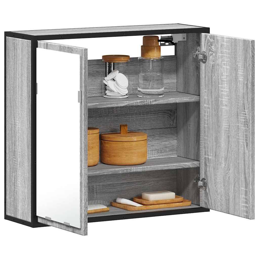 Badeværelsesskab M. Spejl 65x20x60 Cm Konstrueret Træ - Grå sonoma-eg
