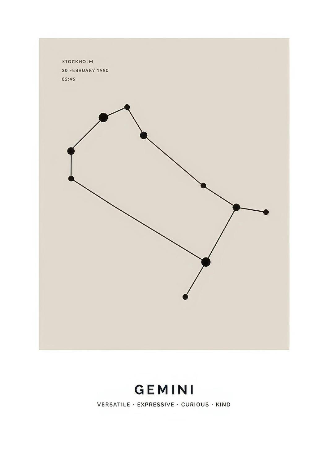 Personliga tavlor Constellation Beige Gemini Personal Poster (30x40 cm)
