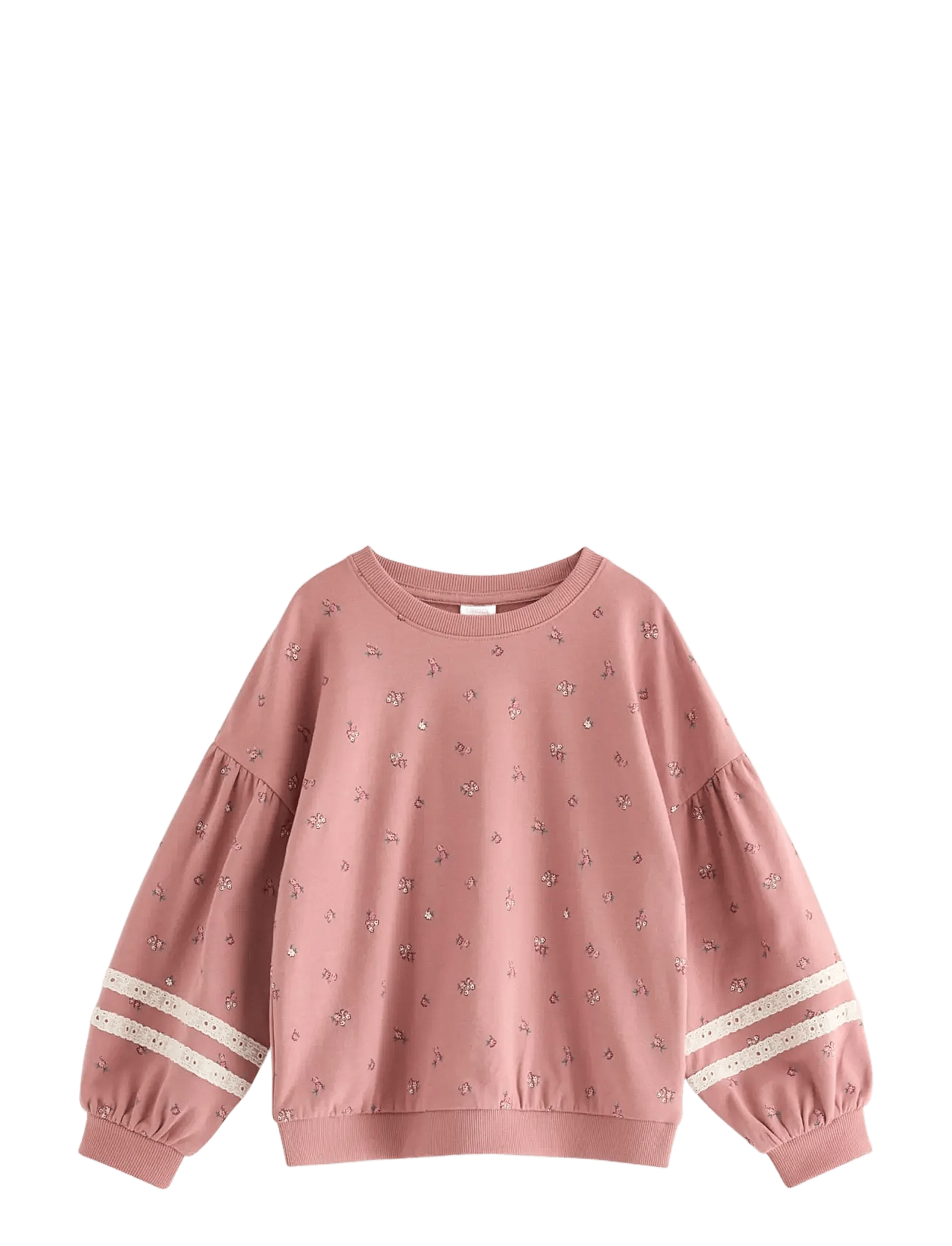 Lindex Cropped Sweatshirt With Puff Sleeve - Pink - 134