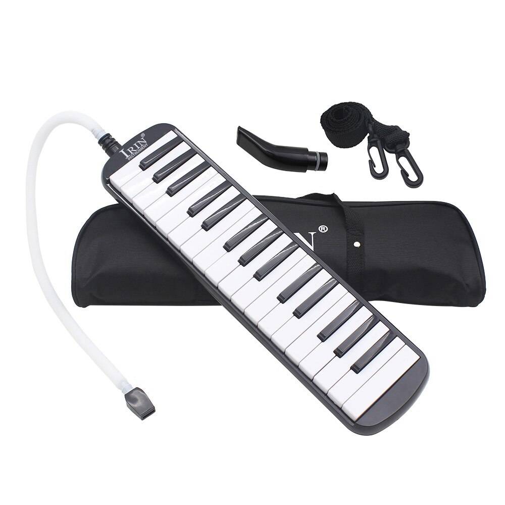 Slitstark 32 pianotangenter melodica med bärväska musikinstrument för musikälskare nybörjare utsökt utförande - Svart