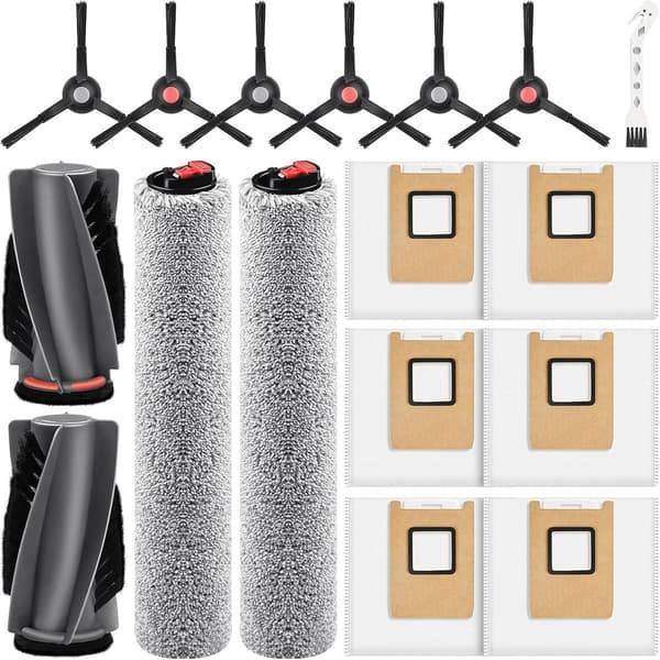 17 Delars Tillbehörssats Kompatibel med Eufy RoboVac E28 Omni/E25 Omni - Huvudborstar, Sidoborstar, Dammpåsar