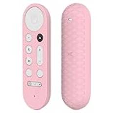 Fjärrkontroll silikonfodral kompatibelt med Google TV Streamer 4K TV 2024 för Google GY3LE, TV fjärrkontroll skyddande skal dammtät ärmhållare (endast fodral) (rosa)