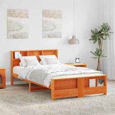 vidaXL Sengestel Gyldenbrun 135 x 190 cm Massivt fyrretræ