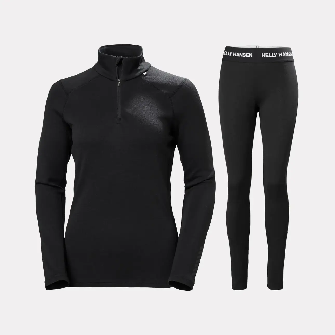 Helly Hansen Women's LIFA® Merino Midweight Half-Zip & Pants Base Layer Skiundertøj Sæt Dame - Black - XS / S
