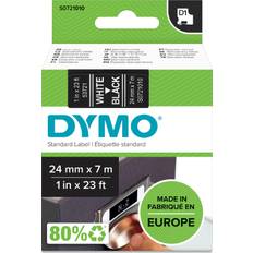 Dymo D1 labeltape 24mm, hvid på sort