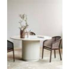 Nordal Erie Round Dining Table Med Marmor Ø:140 cm - Råhvid/Brun/Beige