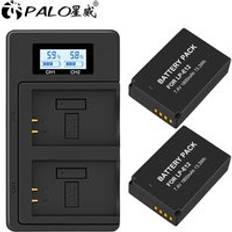 1-4 st 1800 mah lp -e12 lpe 12 lp e12 kamera batteri akku + lcd usb laddare för canon m 100d kiss x7 rebel sl1 eos m10 eos m50 dslr - 2 st och laddare