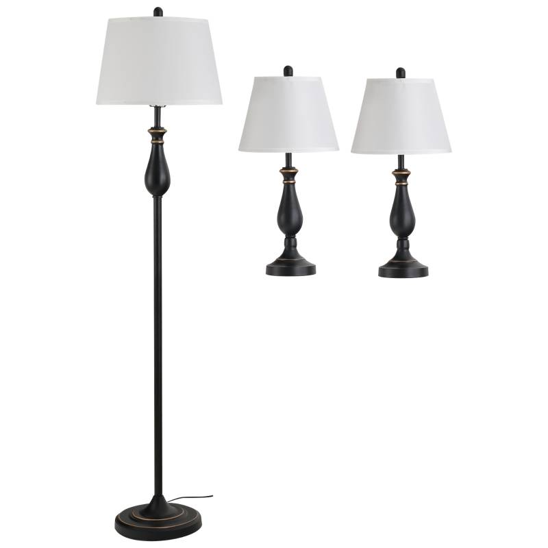 3-delad lampset 2 bordslampor+1 golvlampa