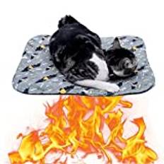 Självuppvärmande katt- och hunddyna, tvättbar varm husdjursdyna, tjock och mjuk, självuppvärmd katt hundvalpar kattungar säng, termisk matta för husdjur för resor hem, 50 cm x 70 cm