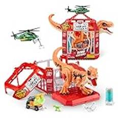 ROBO ALIVE Dino Escape, Series 1, Dinosaur and Helicopter Playset, T-Rex