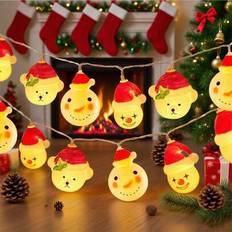 1 st 10/20 led tecknad snögubbe & joker & björnhatt ljusslingor julgran dekorativa ljusslingor batteridrivna för inomhus utomhus helgdag nyårsfest hem (1,5m 10 lampor,3m 20 lampor)