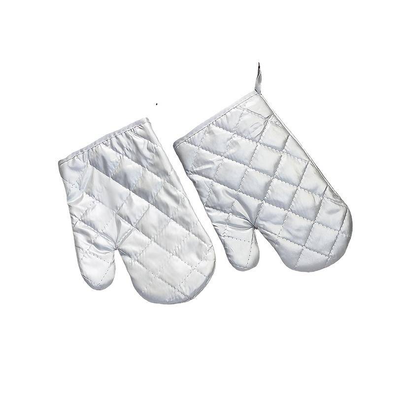 2pcs pure cotton silver coated baking high temperature resistant microwave oven oven gloves heat insulation anti-heat slip thickening Pack of 2