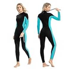 Våtdräkt dam 3 mm neopren snorklingskostym varm köldsäker en del dragkedja våtdräkt för simning körning surfing (XXL)