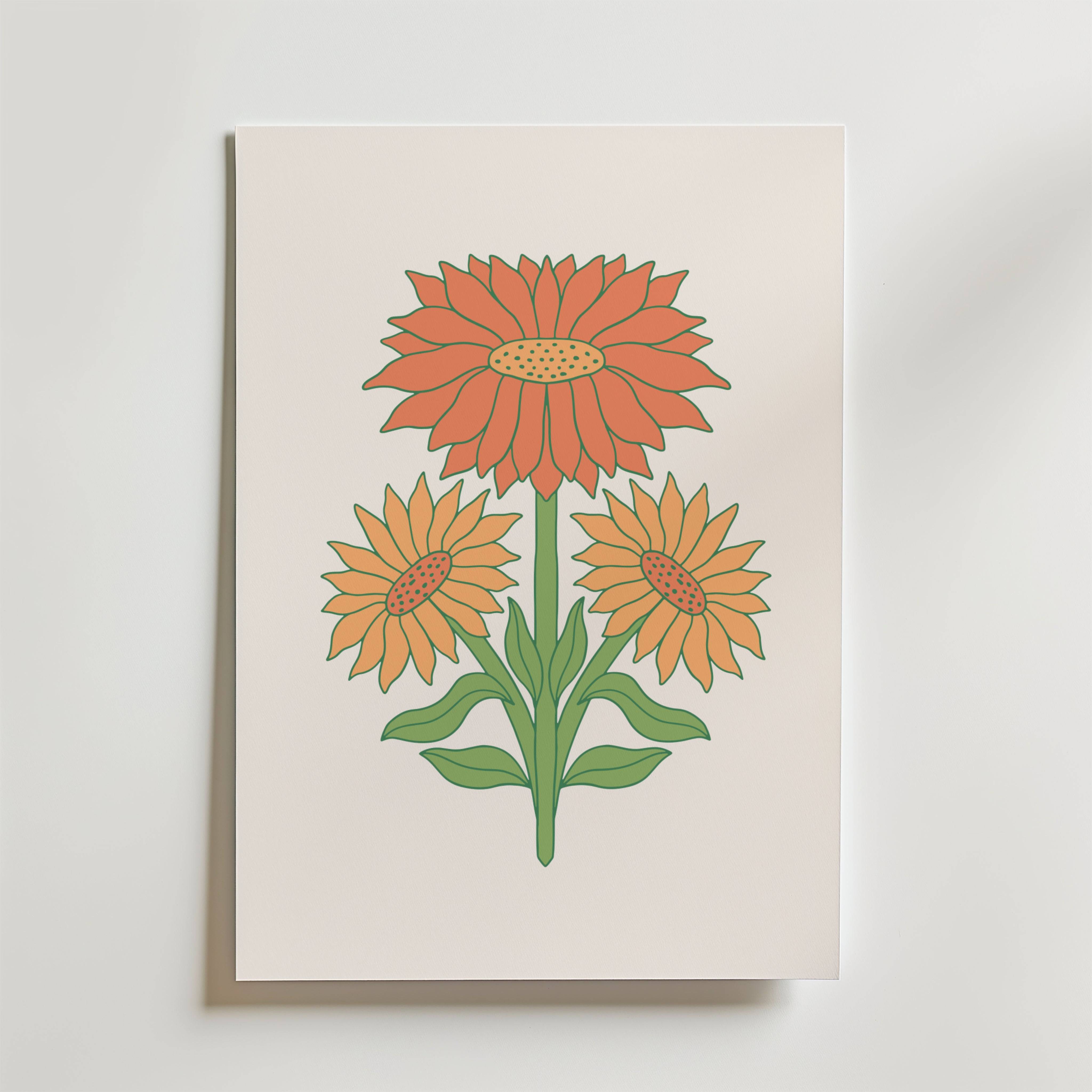 Sunburst Blooms Poster - Fine Art Poster 30x40 cm