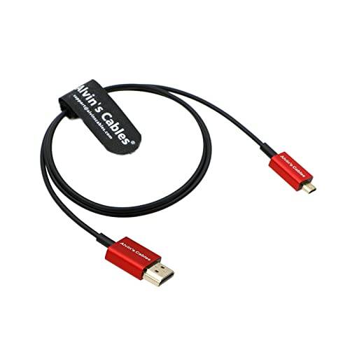 Alvin's Cables 8K 2.1 Micro-HDMI till HDMI-kabel Ultratunn 48Gbps höghastighets för Atomos-Ninja-V 4K-60P Record för Canon-R5C|R5|R6 för Sony a7R a7 IV-kameror 70cm/27,6tum