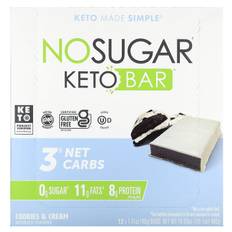 No Sugar Company, Keto Bars, Cookies & Cream, 12 Bars, 1.41 oz (40 g) Each