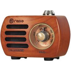 Træ Mini Radio Lille Retro Radio Med Bluetooth Højttaler Bærbar Fm Fm Radio Genopladelig Radio Bas Højttaler Med Fremragende Bas