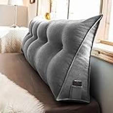 Triangulär huvudgavel kudde rygg/ländryggsstöd kudde kil dagbädd kudde stöd kudde för soffa 150 x 50 x 20 cm grå tvättbart skydd ingår