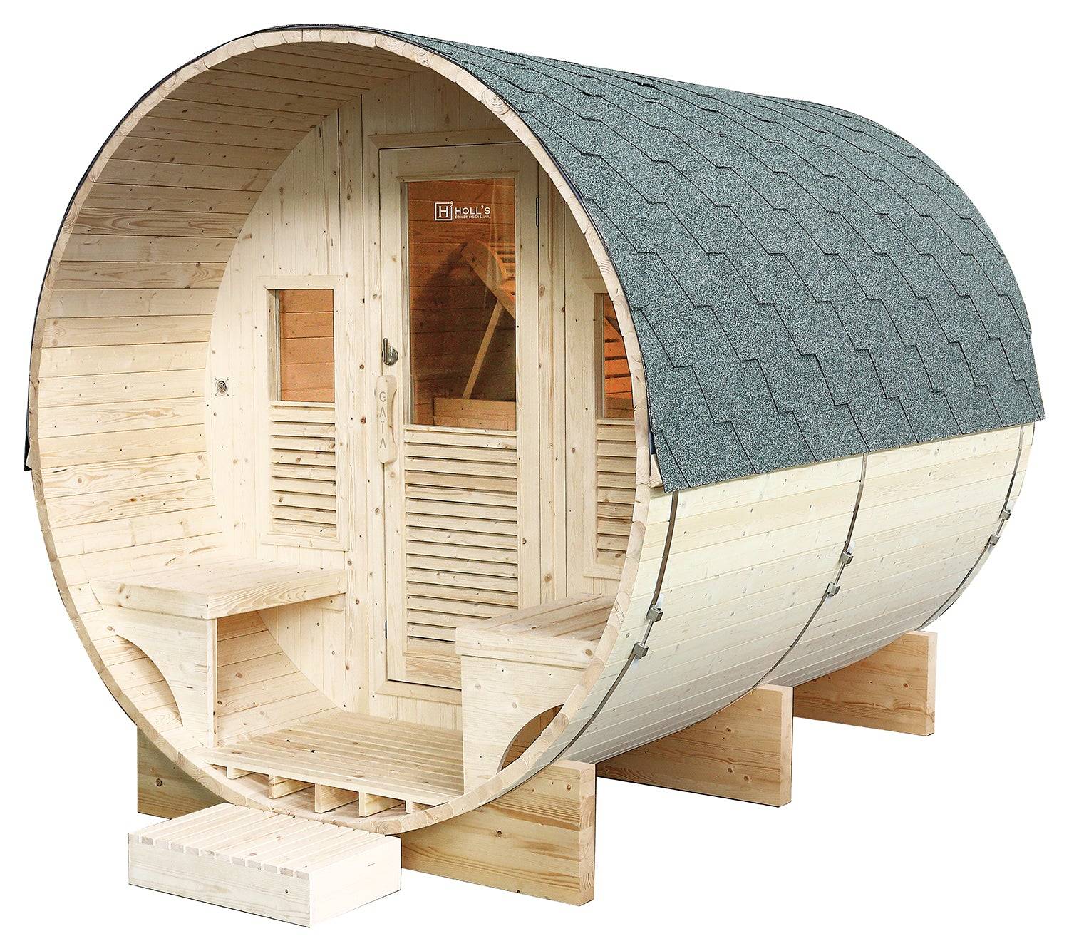 Holls Sauna Gaia Luna model sauna avec poele 8kW et pierres.