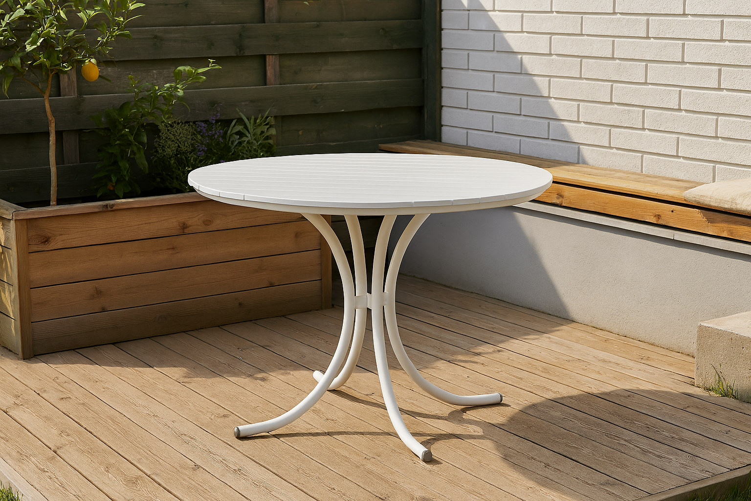 Holmsund runt utebord 103 cm - Vit