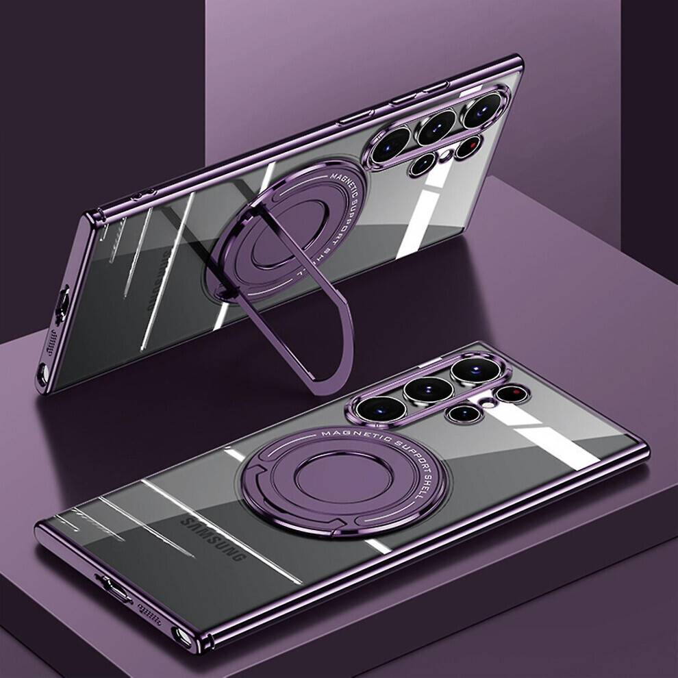 (purple) Skal till Samsung Galaxy S24 Ultra med osynlig magnetisk ring, skal till S24 Ultra kompatibelt med Magsafe