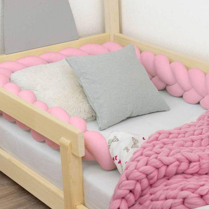 Braided bed bumper for children and adults - Pink - 20 x 550 cm rosa