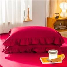 1pc volanger örngott prinsessa europeiskt solid kuddfodral skydd sängkläder bomull volang sovsäng örngott 48*74cm - Röd