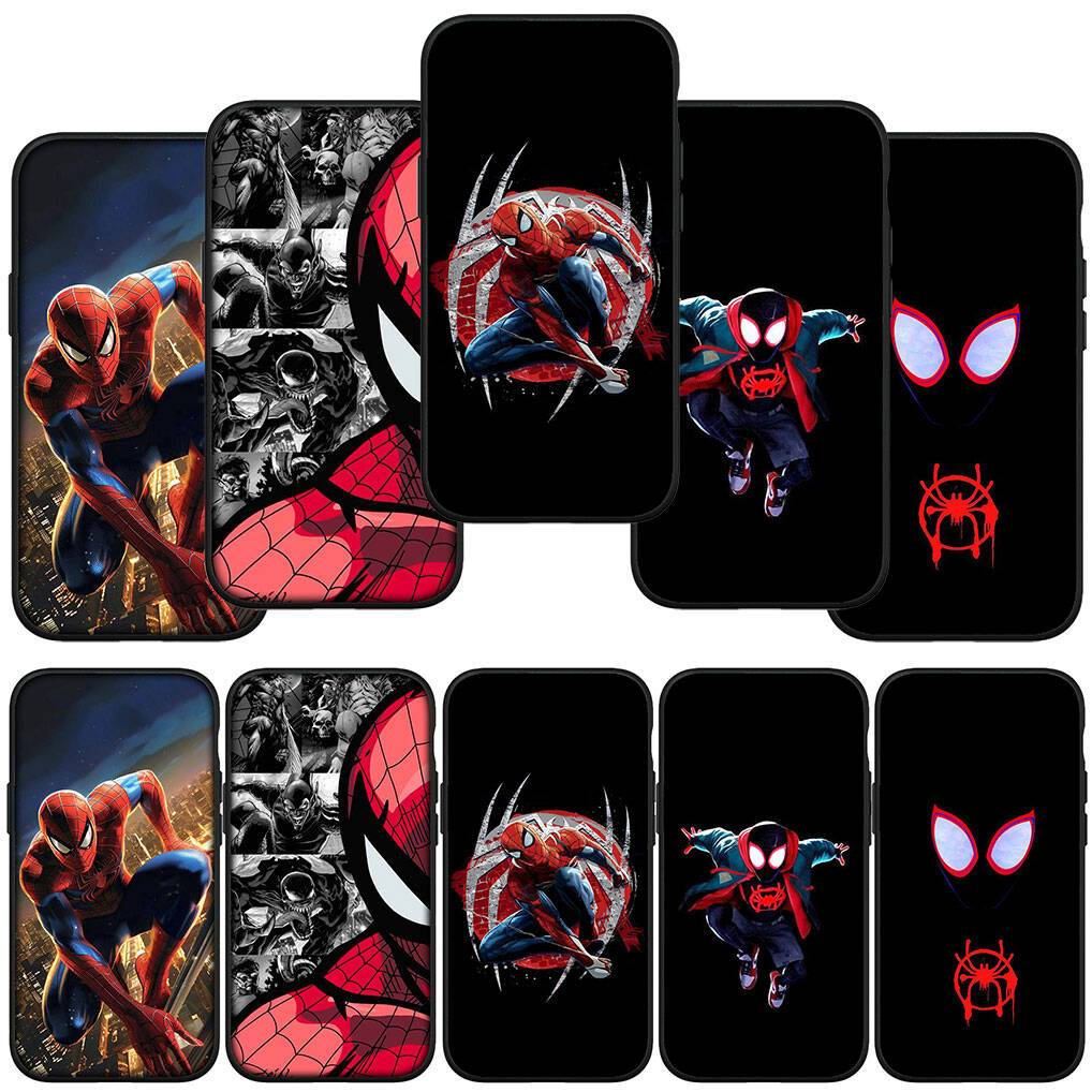 för iPhone 17 16 15 Xiaomi Poco F7 F8 X7 X6 C85 C75 C71 M8 Redmi Note 14 13 12 Pro Max 14C 13C 15C A3 A4 Fodral Anime Spider Man Marvel Spiderman Skyd