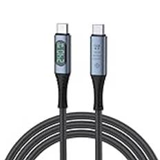 SlimQ 240 w 40 gbps USB C till USB C snabbladdningskabel med LED-skärm 48 V/5 a) PD 3.1, nylonflätad typ C-kabel, bärbar dator datakabel för Macbook Pro/Air/Ipad/Google/Hp/Lenovo/Samsung