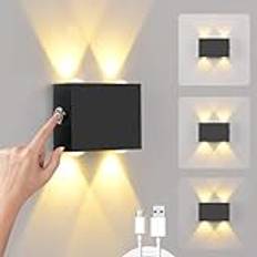 VOMI LED vägglampa trådlös, batteri vägglampa inomhus touch dimbar vägglampa utan strömanslutning USB uppladdningsbar 4000 mAh batteri magnetisk väggbelysning för sovrum vardagsrum