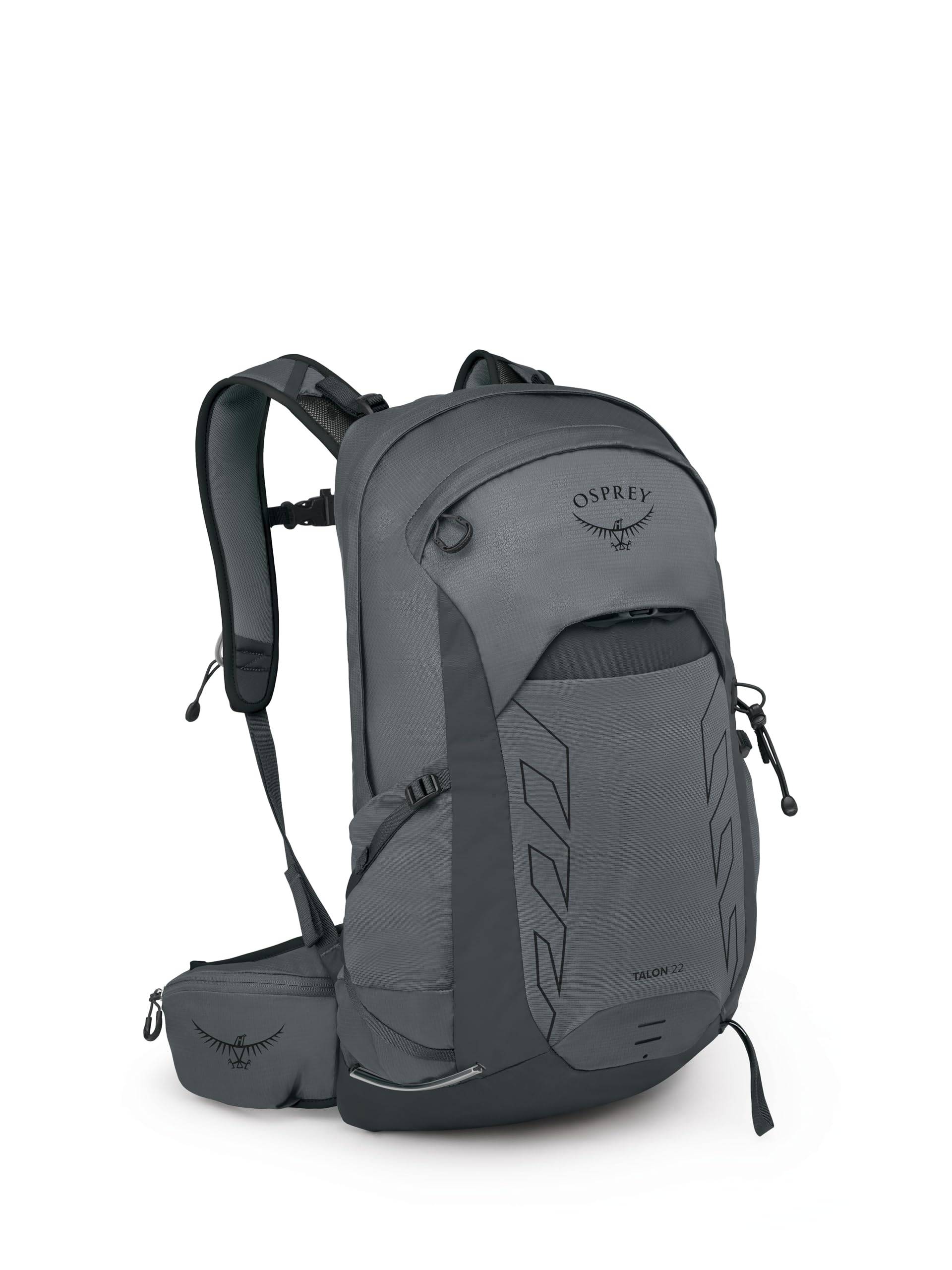 Osprey Talon 22L Lightweight Hiking Backpack with Phantom One 22 Men's Hipbelt, Gray/Dark Charcoal, Size, Liters.