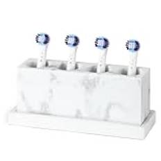 Luxspire 4 Slots Electric Toothbrush Head Holder,Toothbrush Holder Toothbrush Heads Holder Compatible with Oral B iO Philips Sonic Toothbrushes Hygiene Tongue Scraper Razor Holder, Gravel White