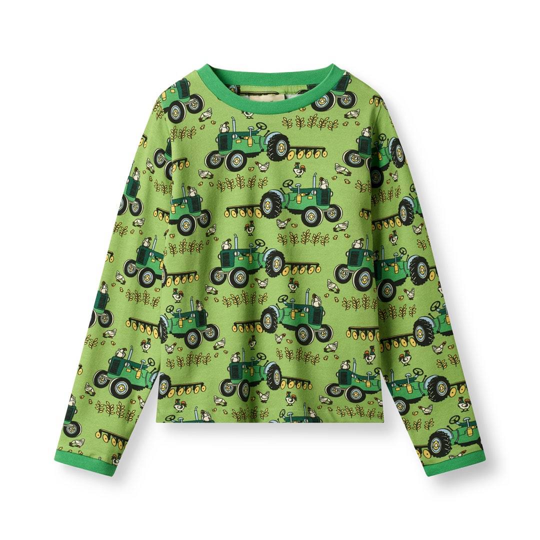 Elstar langærmet bluse med traktor - Fern / 5-6