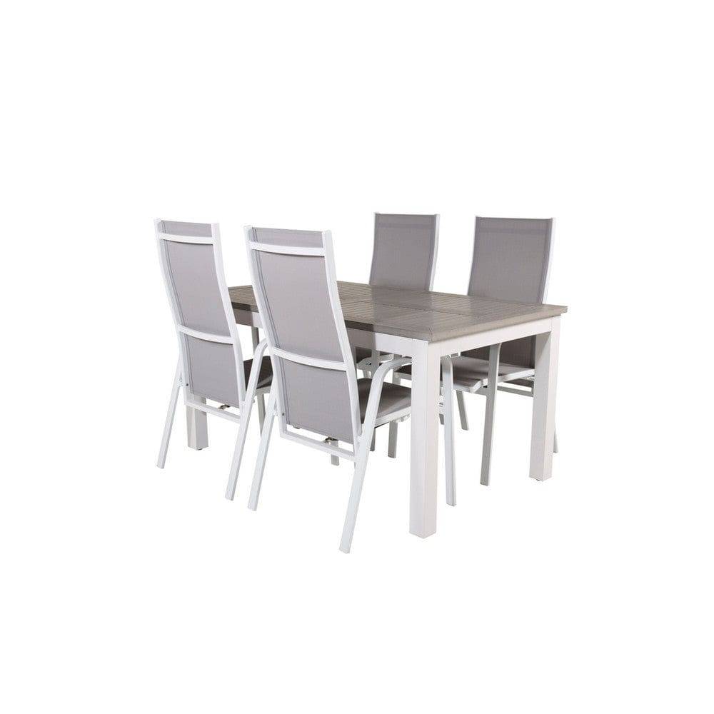Venture Home Matgrupp Albany & Copacabana Recliner - Vit/Grå / 152/210x90 cm / 4st