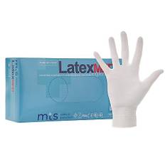 MTS Safety & Protection Einweghandschuhe L - 100 Stück/Box Latexhandschuhe Weiß - Einmalhandschuhe Puderfreie Handschuhe Natural Latex Gummihandschuhe Einweg Gloves (L, 100 Stück)
