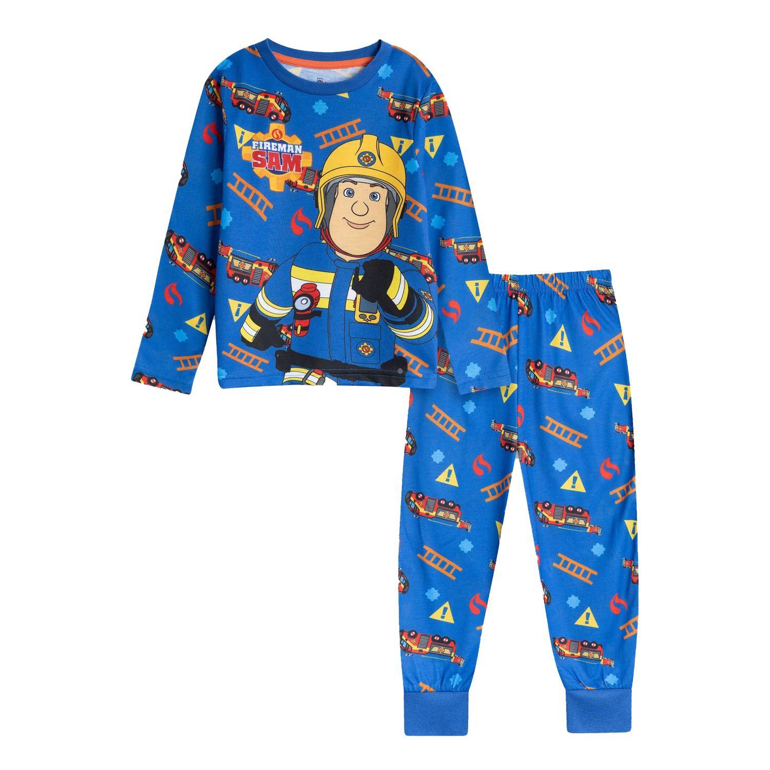 Brandman Sam Pojkar Karaktär Långärmad Lång Pyjamas Set 4-5 Years blå