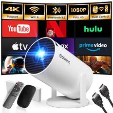 Mini-projektor 2024 uppgraderad 1080P Native 4K stöder bärbar projektor dubbel kontroll WiFi 6 BT5.2 270° Keystone HDMI/TV Stick/Smartphone/USB/PS5/bärbar dator med HDMI-kabel och mus