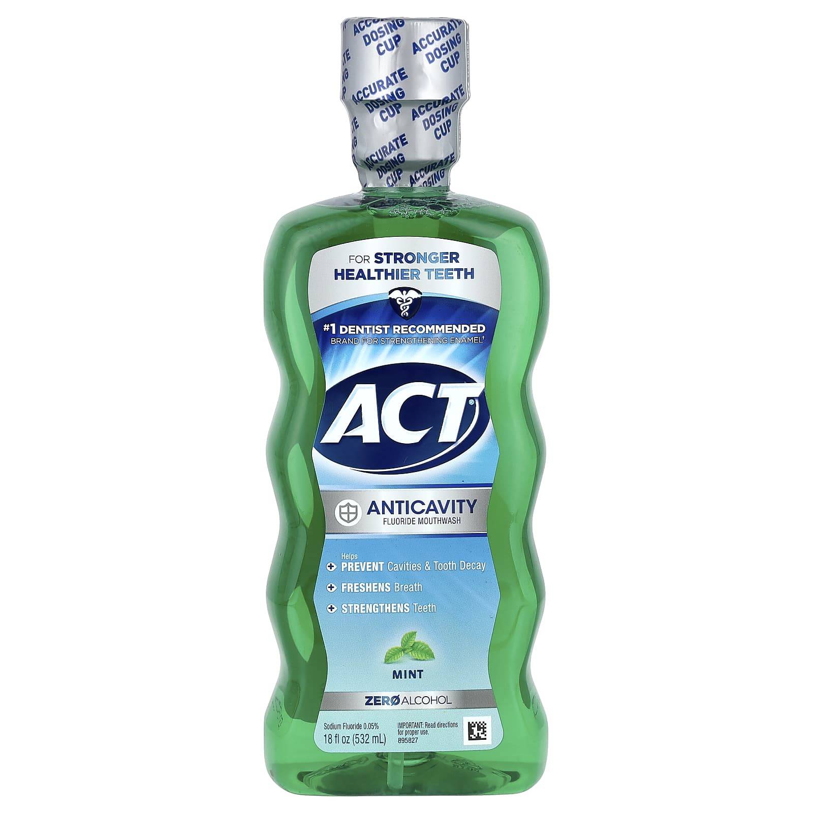 Act, Munskölj med Fluor mot Karies, Mintsmak, 18 fl oz (532 ml) blue