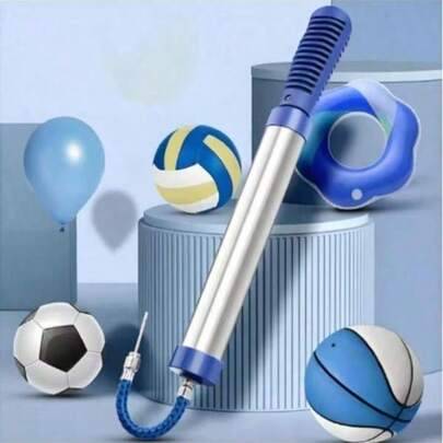 1 st bärbar luftpump i aluminiumlegering 30 cm med effektiv nål, lämplig för basket, fotboll, volleyboll, ballonger, simringar, multifunktionell för f - Blå