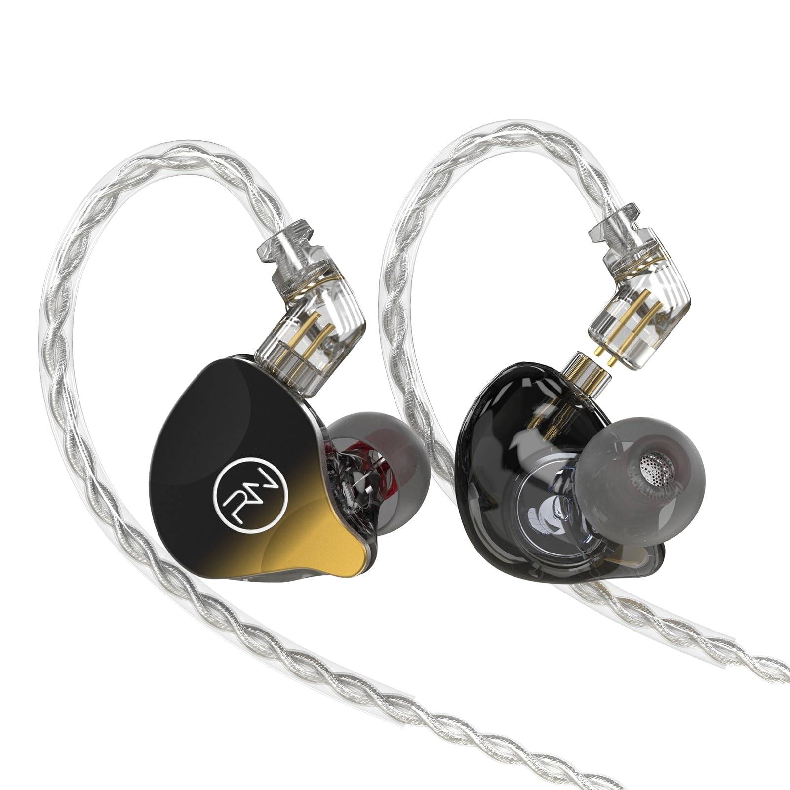 RevoNext RH213BK-C, 2D Magnetisk Dynamisk Drivrutin, HiFi In-Ear Hörlurar, 0.75mm 2Pin-Type-C Kontakt, SvartGul, Kompatibel med iPhone 15