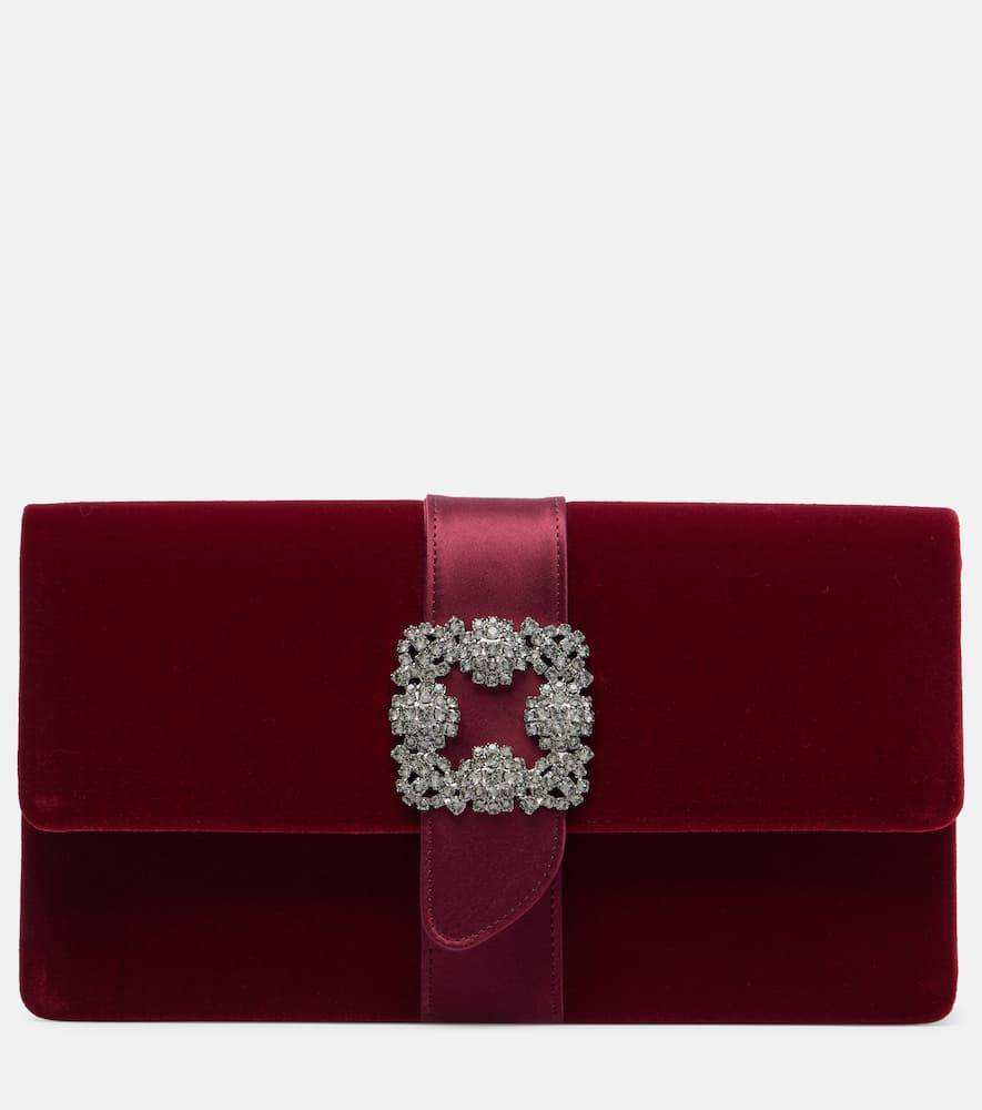 Manolo Blahnik Clutch Capri de terciopelo adornado - borgoña - Talla Única