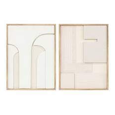 ESPRIT Vit Naturlig Modern Skandinavisk Konst (Set om 2) - 75 x 3,8 x 100 cm