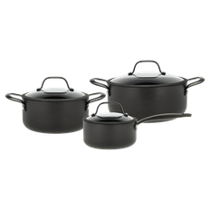 Black Fossil Grydesæt m/låg 6 dele fra Morsø - Black farve - Aluminium/keramisk belægning