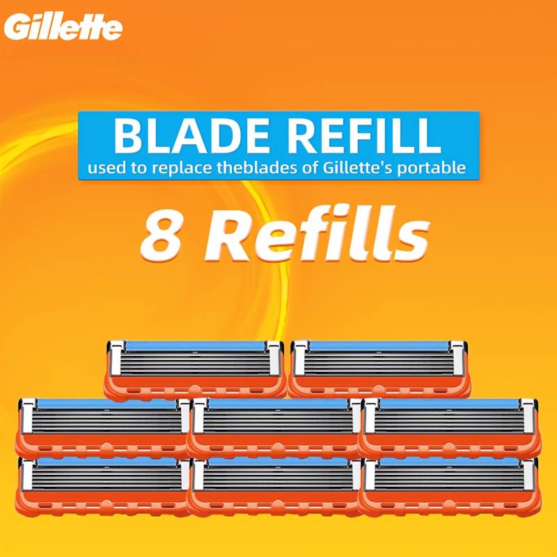Gillette Fusion5 (8 Blade Heads) Manual 5-layer Shaving Blade Head Portable Original Blade Head