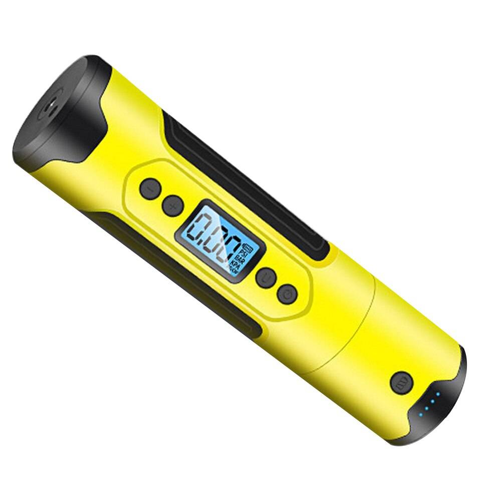 Bärbar bil luftpumpar elektrisk däck uppblåsare 12v bil moto cykelpump uppblåsbar lcd digital uppladdningsbar för auto nödsituation - Gul