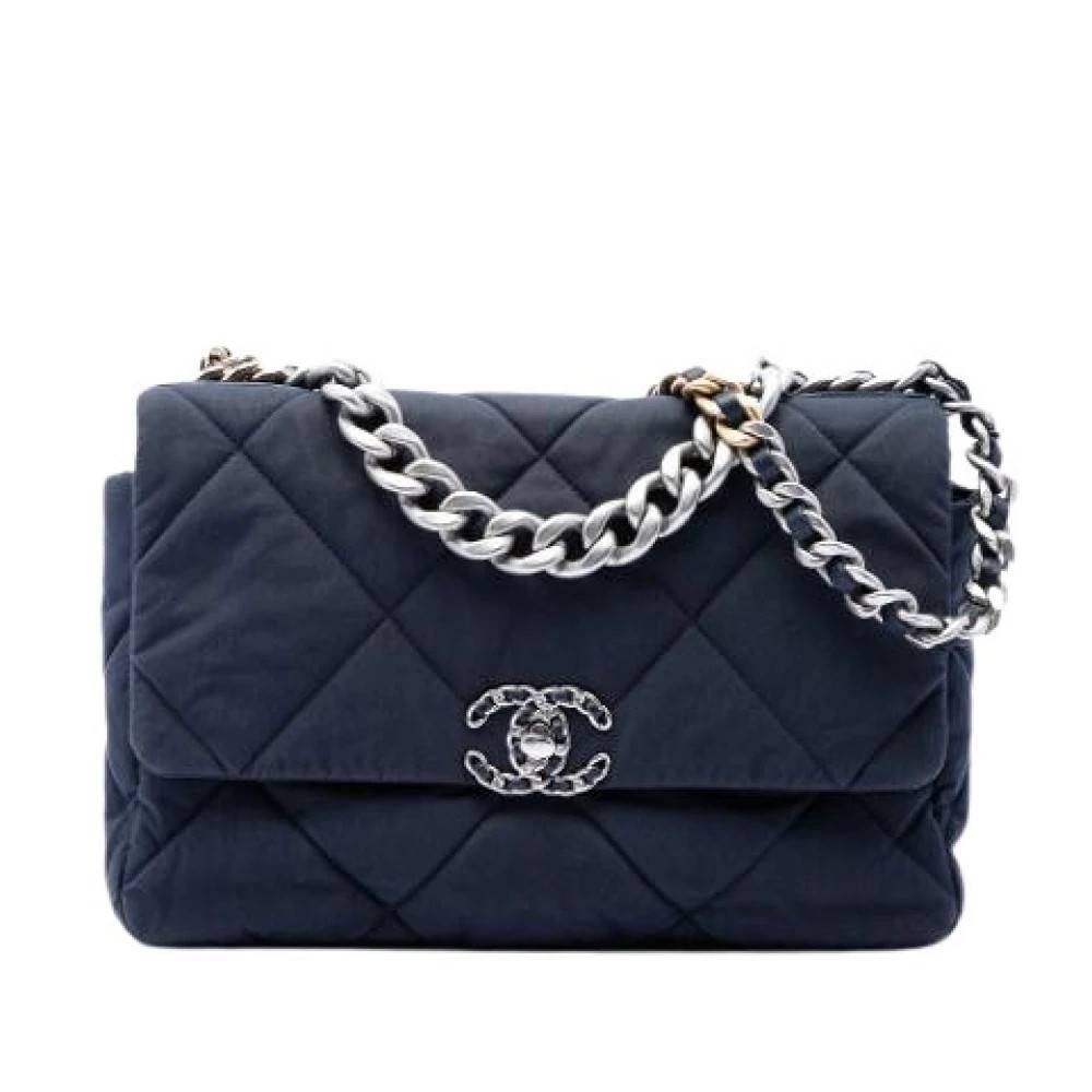 Chanel Vintage Pre-owned 19 Flap Bag - Vintage - Dame - Blå - ONE SIZE - Uld