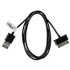 vhbw USB-kabel datakabel (standard-USB typ A på surfplatta) 2-i-1 laddningskabel 120 cm lämplig för Samsung Galaxy Tab 2 10.1 WLAN 3G surfplatta svart