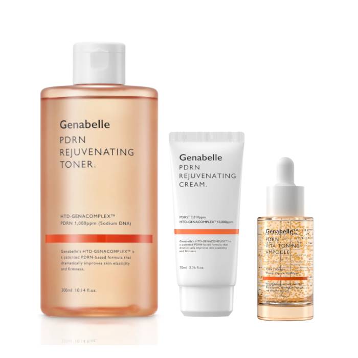 Genabelle - PDRN Rejuvenating Toner & Cream & VITA Toning Ampoule Set - black
