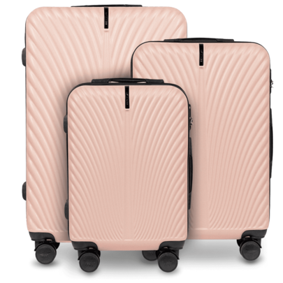 Resväskset med 3 delar eller resväska 14", 16", 18", 20", 24", 28" | ABS+ hård | Kombinationslås, teleskophandtag, hög kvalitet, 360° roterande hjul - Babyrosa (24 inch)
