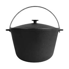 Kazan 10 l av gjutjärn med bygel och gjutjärnslock | Svängkruka campingkruka gulashpanna | Cast Iron KESSEL tatarskij kazan | gryta Asia WOK | Lock Outdoor BBQ camping förvaringskruka